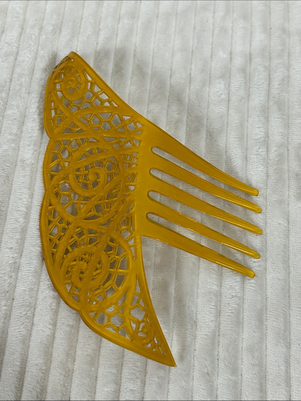 Vtg early 1900s Art Nouveau Openwork Cream Colored Celluloid large Hair Comb